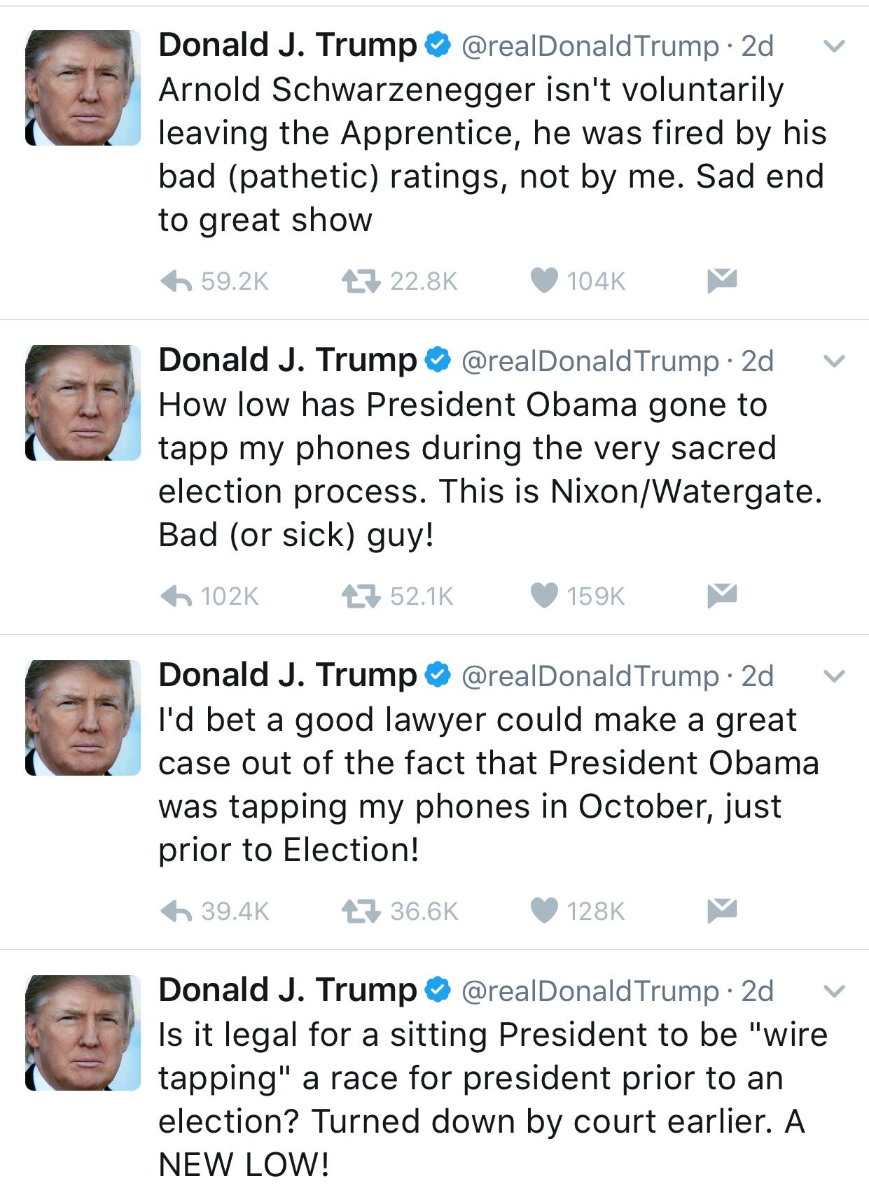 Image Trump tweets re Obama wire tap claims MAR4Trump tweets re Obama wire tap claims MAR4